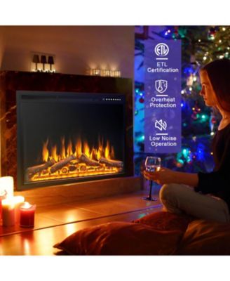37 Inch Electric Fireplace Recessed with Adjustable Flames