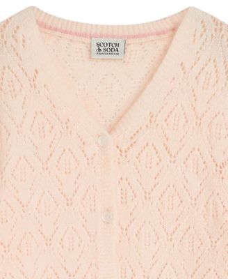 Girls' 7-16 Pointelle Knit Sweater