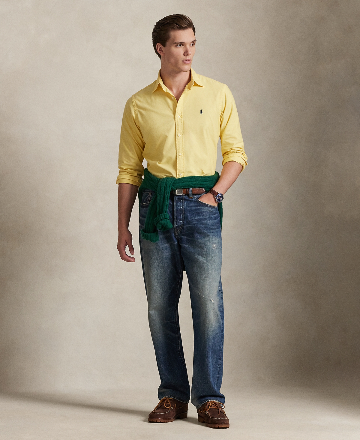 Polo Ralph Lauren Men's Garment-dyed Oxford Shirt In Yellow