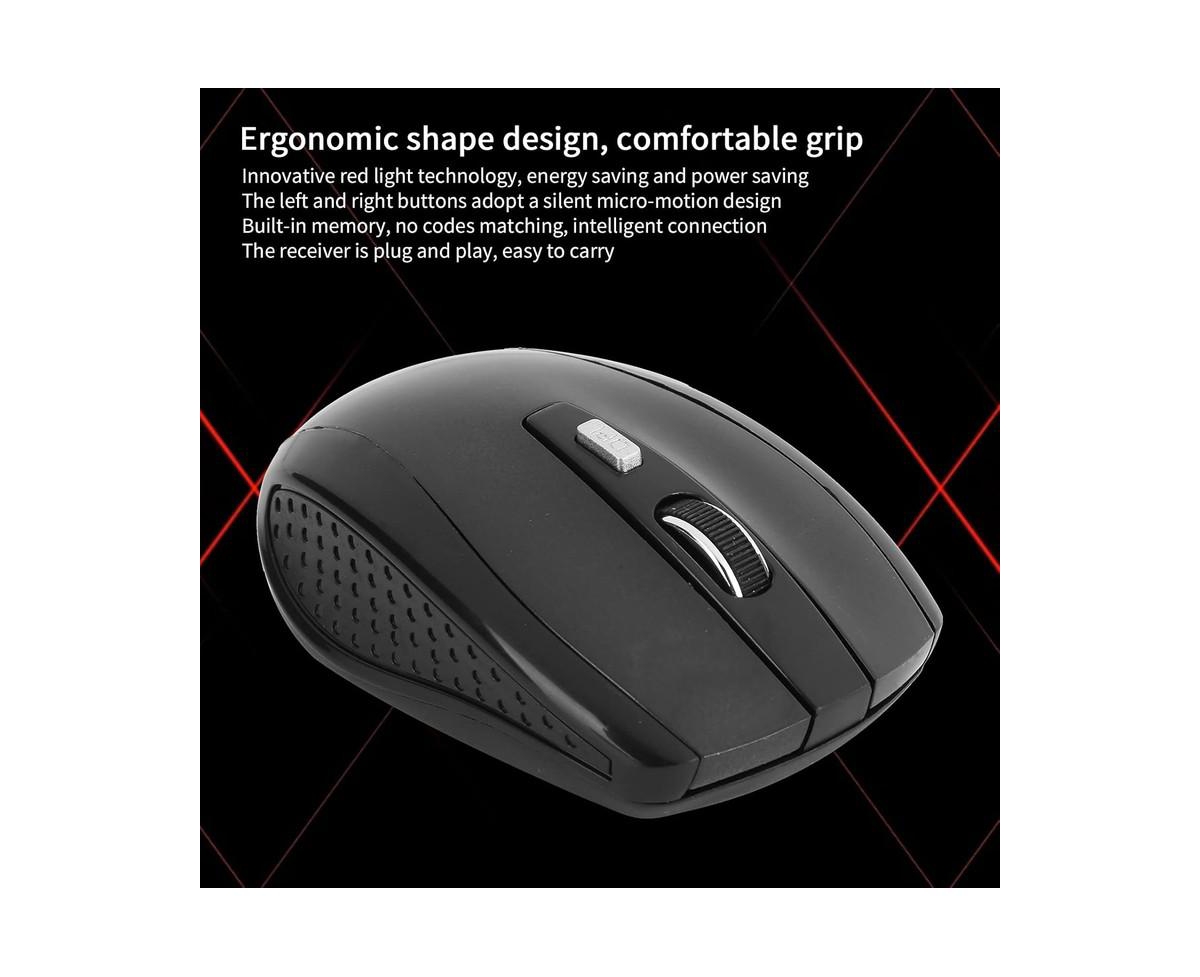 risokeys Wireless Mouse with Usb Mini Receiver, 2.4G Ergonomic Optical Mouse, 250Hz 1600DPI Computer Mouse for Laptop Pc Computer Notebook