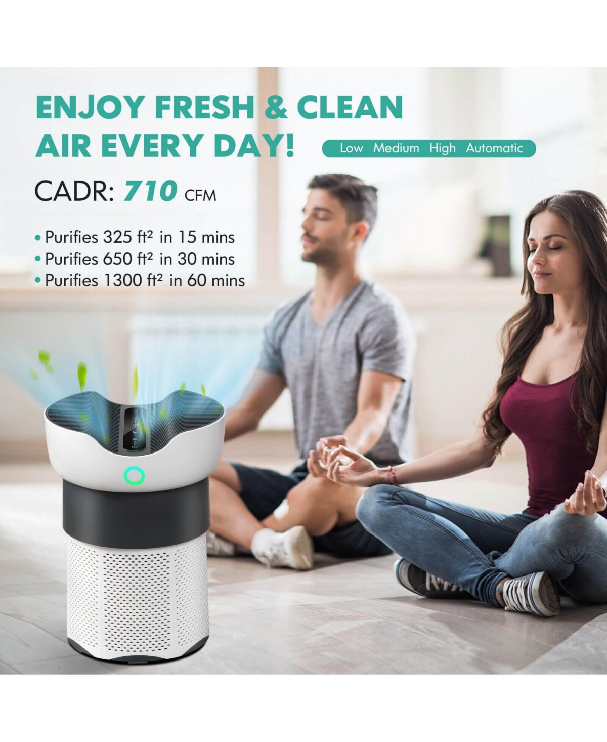 Air Purifier with Sleep Mode for Home Office up to 1300 Sq Ft