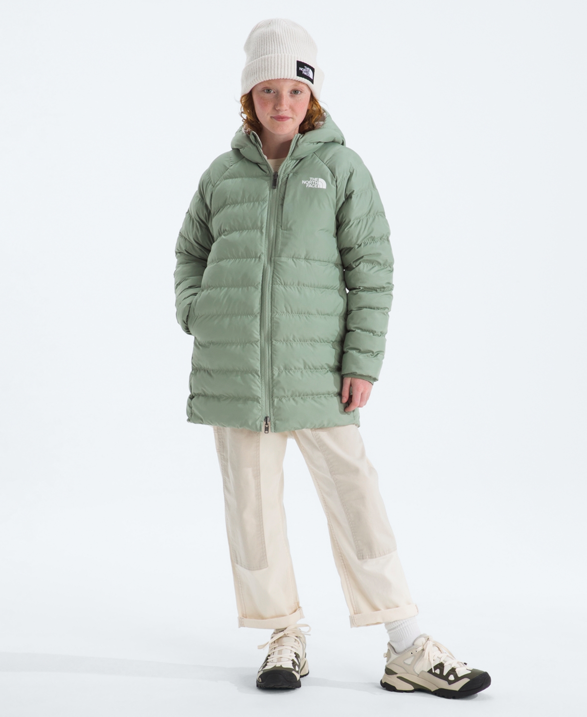 The North Face Girls 6-16 Reversible Perrito Parka Jacket In Green