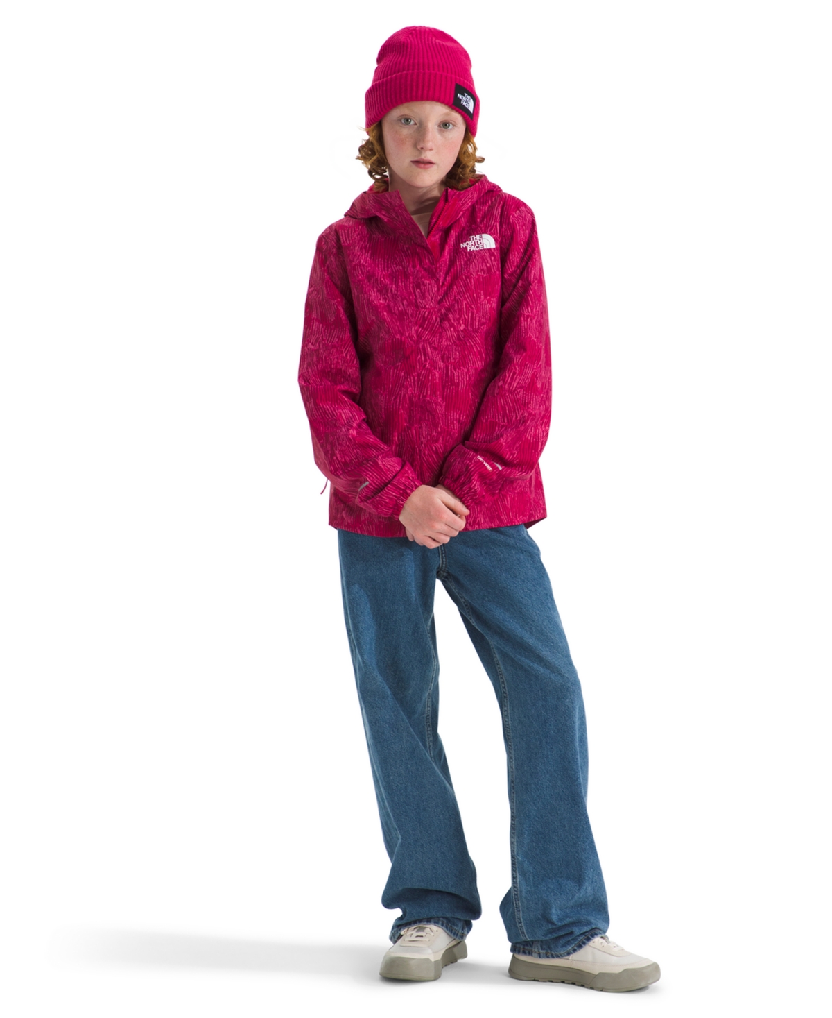 The North Face Girls 6-16 Warm Waterproof Antora Rain Jacket In Pink