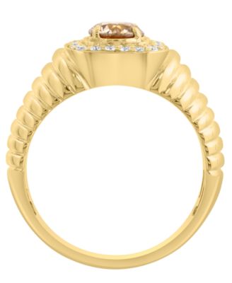 Men's Lab Grown Brown and White Diamond (1-1/4 ct. t.w.) in 14k Yellow Gold