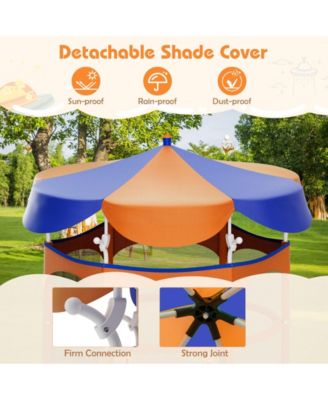 64 Inch Kids Trampoline with Detachable Canopy and Safety Enclosure Net