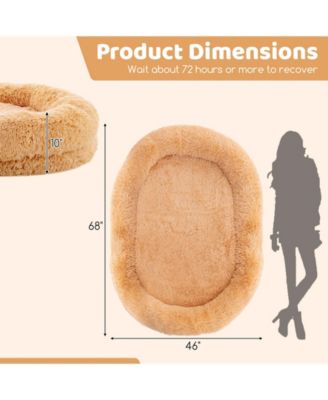 Washable Fluffy Human Dog Bed with Soft Blanket and Plump Pillow-Brown