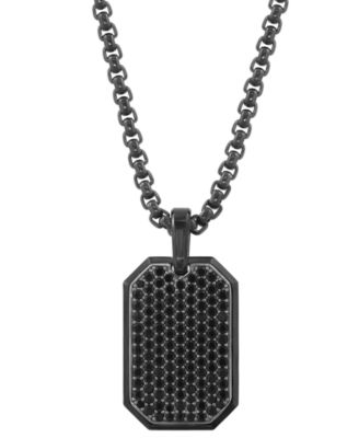 Men's Black Spinel Pendant Necklace (1-7/8 ct. t.w.) in Silver and Titanium