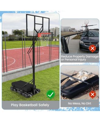 Portable Basketball Hoop Stand Adjustable Height with Shatterproof Sandbag Wheels