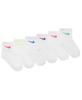 Girls 4-7 Metallic Swoosh Quarter Socks, 6-Pack