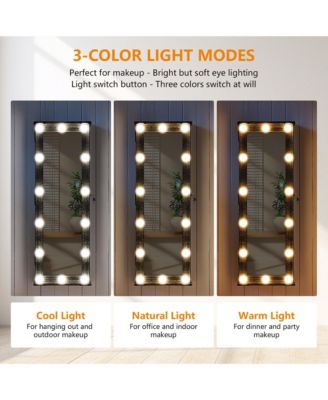 Farmhouse Jewelry Cabinet with Lockable Mirror & 10 LED Lights