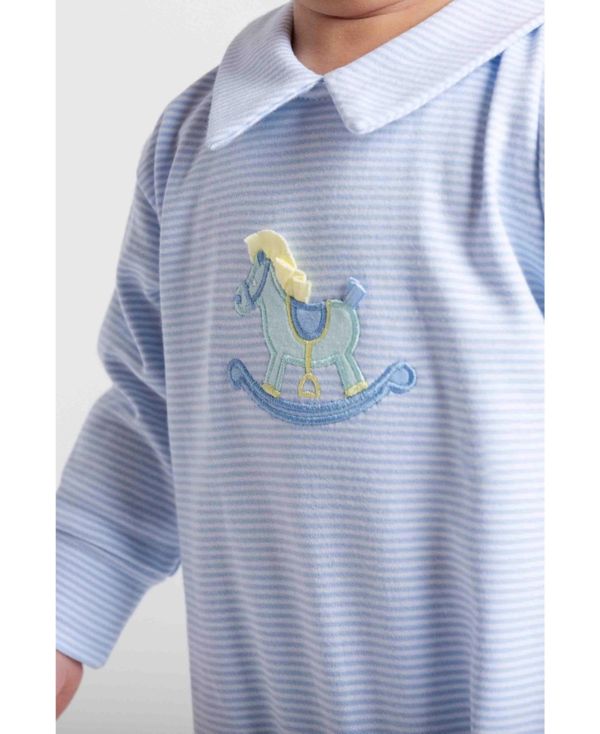 Florence Eiseman Baby Boys Stripe Knit Longall With Rocking Horse