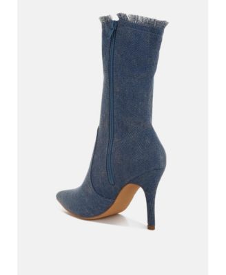 Womens Himkok Distressed Denim Mid-Calf Boots