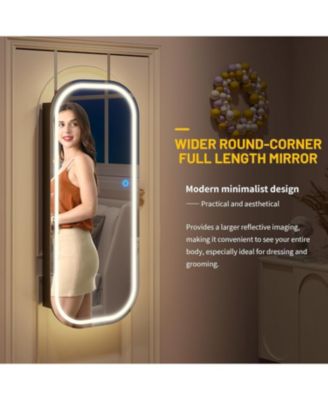 16" Hanging Jewelry Cabinet with Round Mirror Organizer