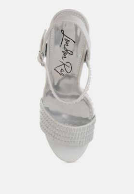 Womens Ortage Rhinestones Embellished High Block Heels