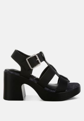 Womens Avalon Chunky Pin Buckle Platform Heels