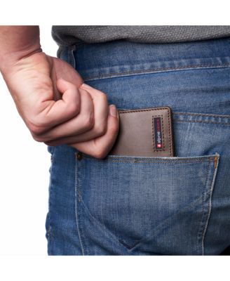 Mens Commuter RFID Bifold Wallet 2 ID Windows Divided Bill Section