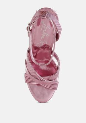 Womens Socialite Metallic Ankle Strap Heel Sandals