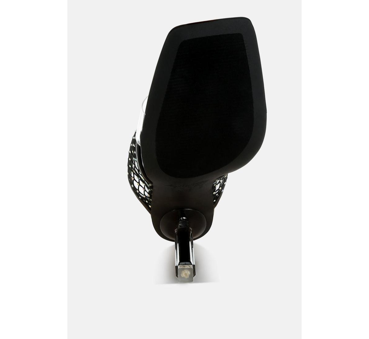 Salween Clear Embellished Square Toe Heels