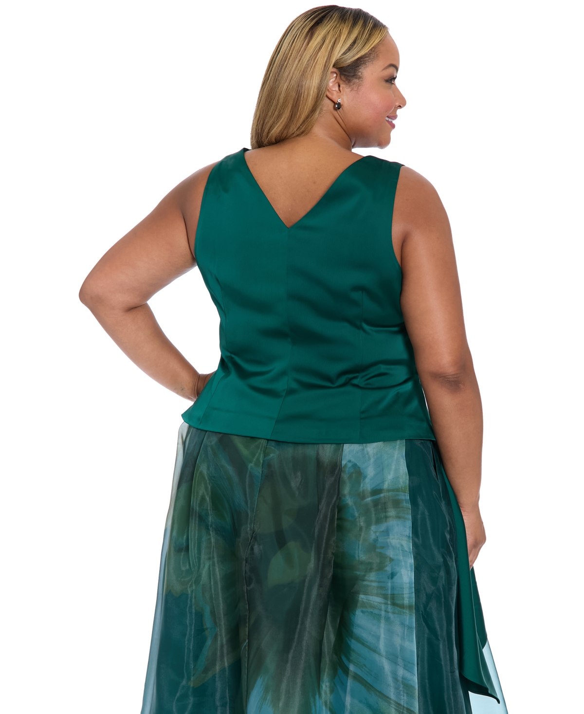Muse Plus Size Asymmetrical Pleated Top In Green