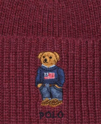 Men's Solid Flag Bear Beanie Hat