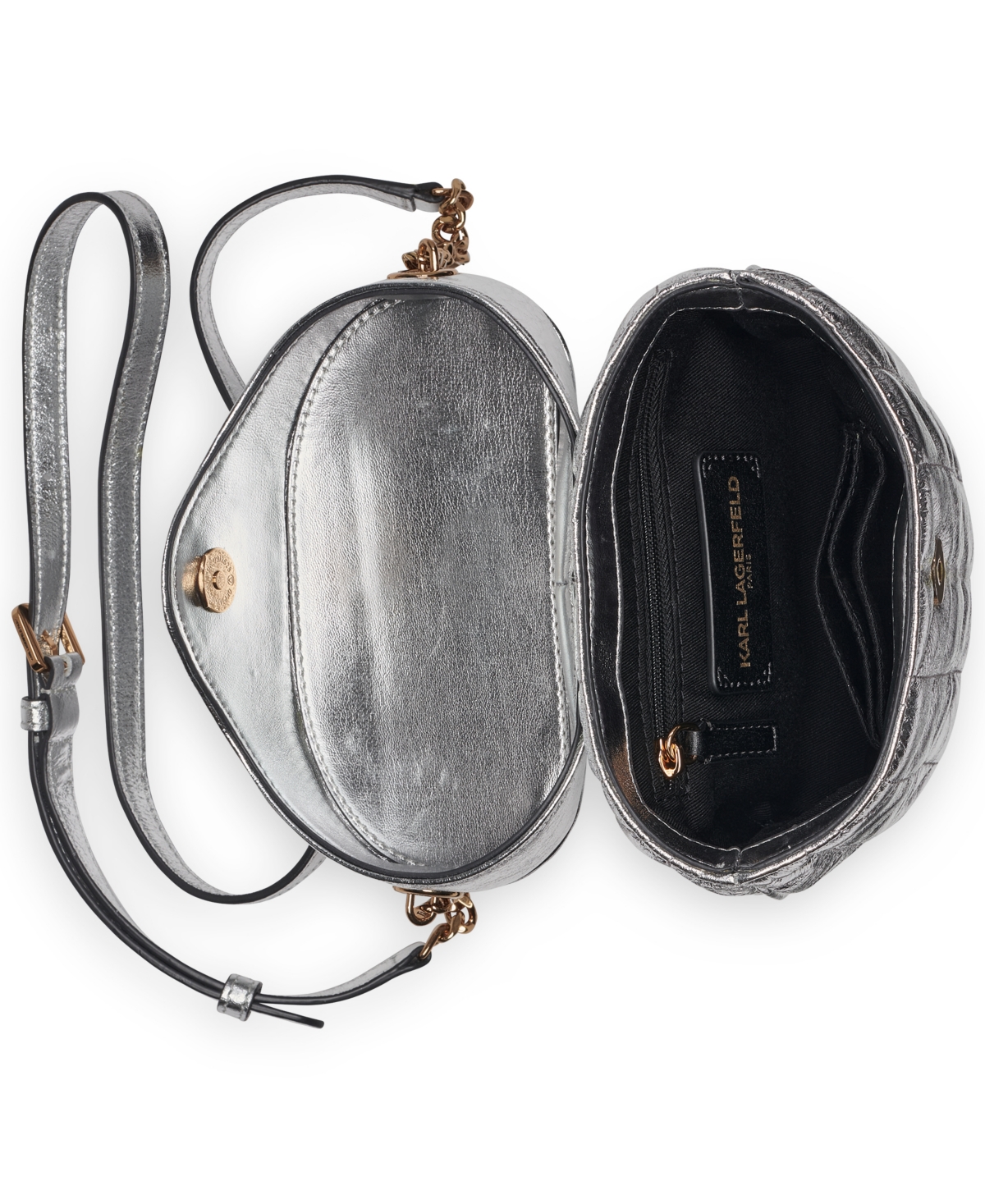 Karl Lagerfeld Lafayette Leather Crossbody Bag In Silver