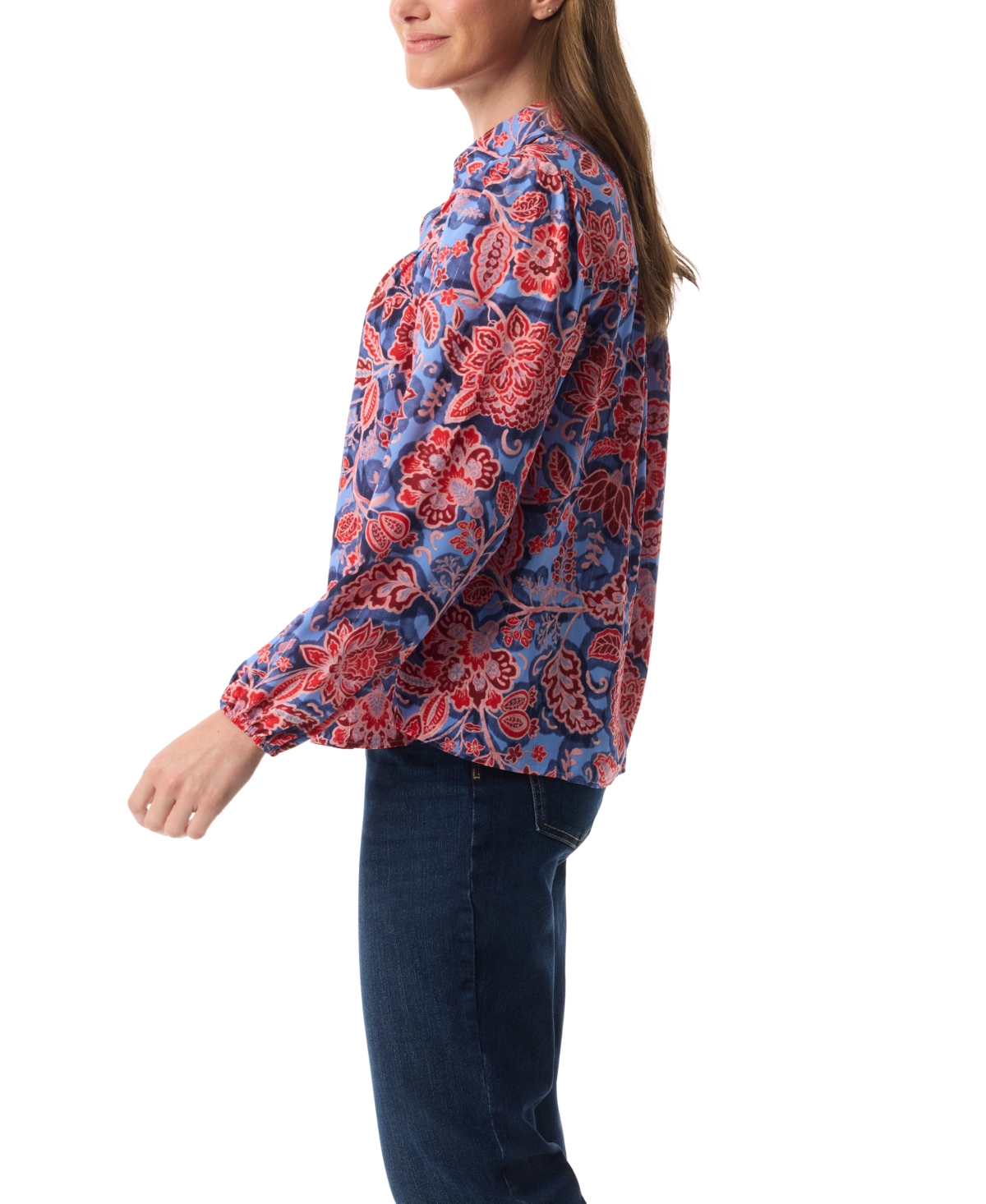 Gloria Vanderbilt Women's Carmen Long-sleeve Woven Top In Multi