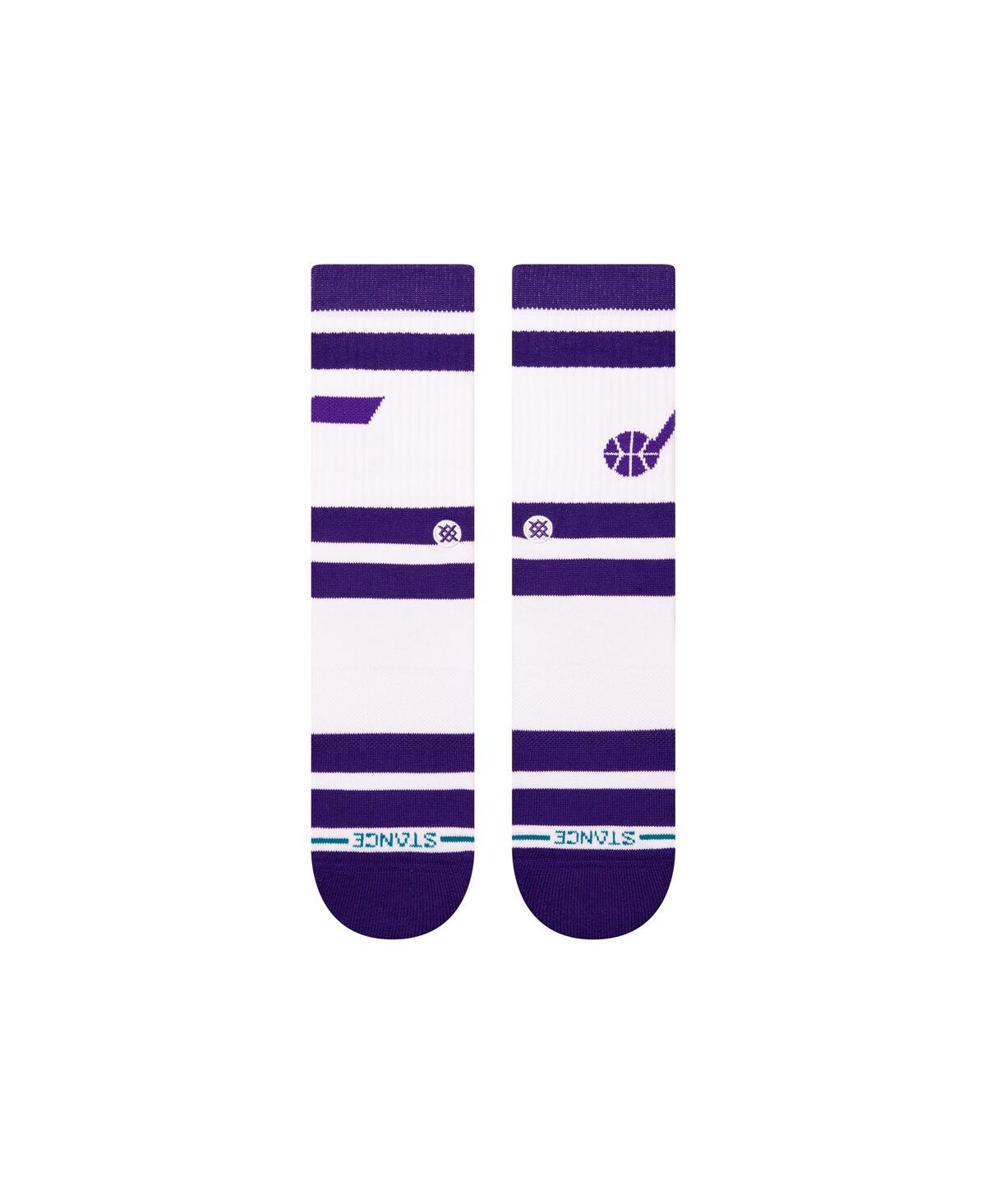 Stance Men's And Women's Utah Jazz Prep Stripe Crew Sock In White