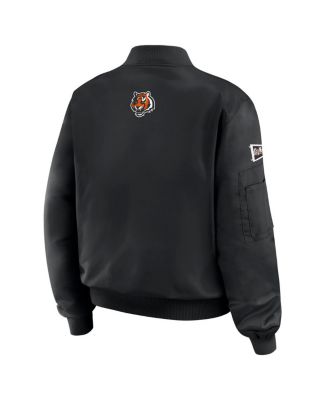 Women's Black Cincinnati Bengals Patch Full-Zip Bomber Jacket