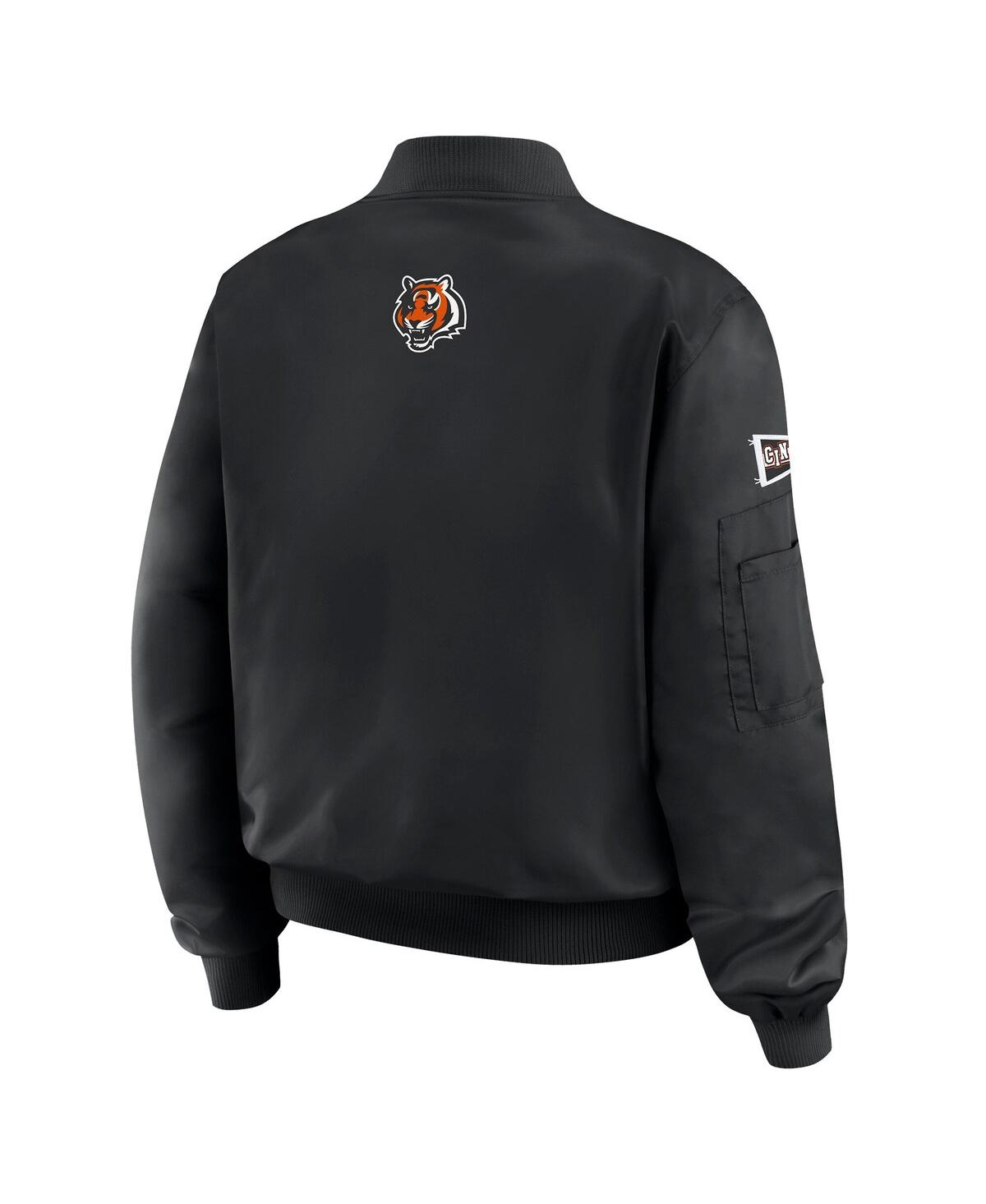 Wear By Erin Andrews Women's Black Cincinnati Bengals Patch Full-zip Bomber Jacket In Black