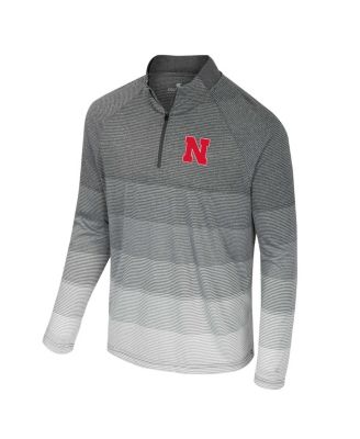 Men's Gray Nebraska Huskers AI Striped Mesh Quarter-Zip Raglan Windshirt Jacket