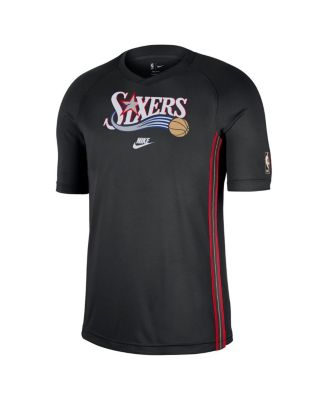 Men's Black Philadelphia 76ers Classic Edition Hardwood Classics Authentic Game Shooting T-Shirt