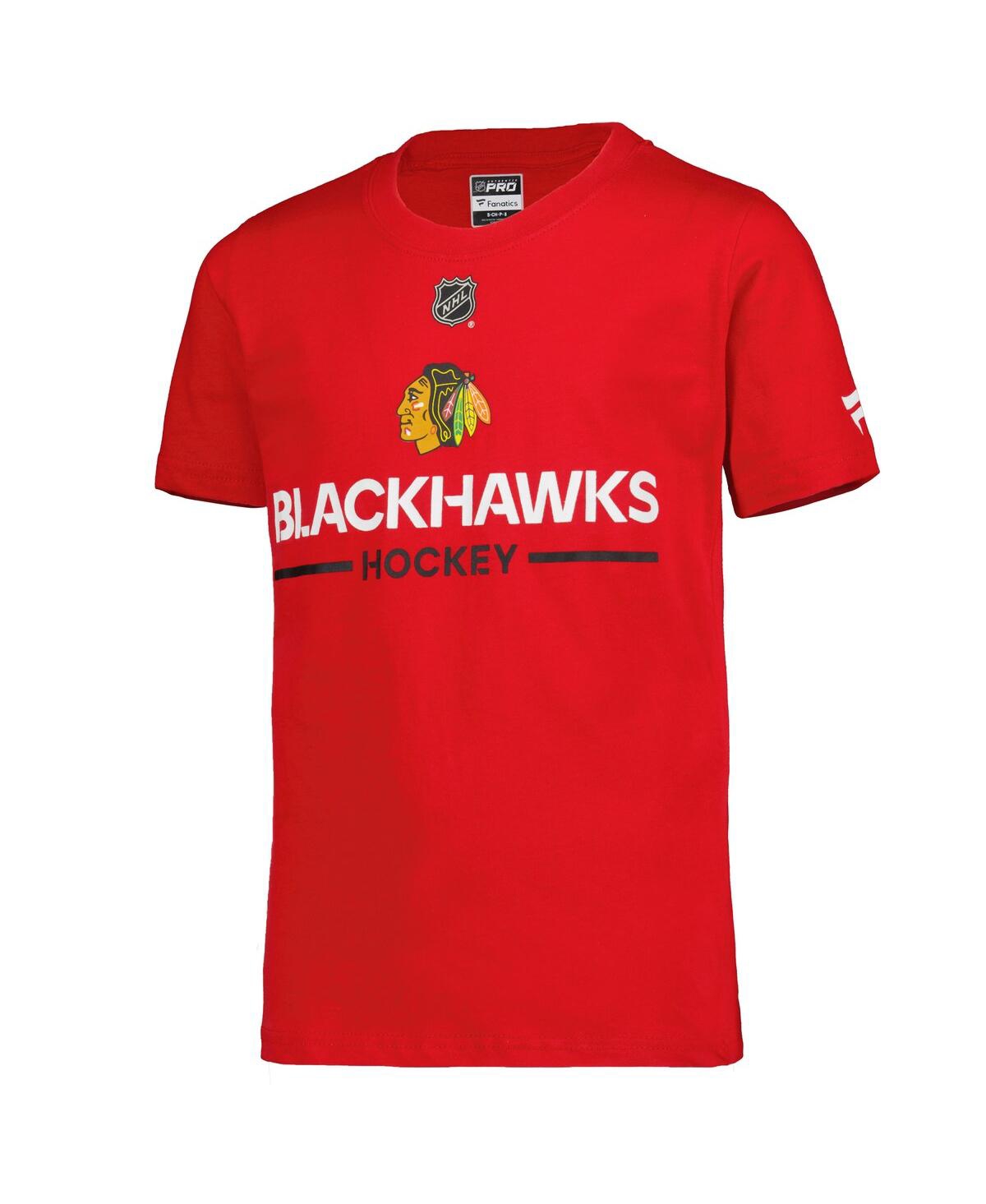 Fanatics Big Boys And Girls  Red Chicago Blackhawks Authentic Pro Wordmark T-shirt In Red