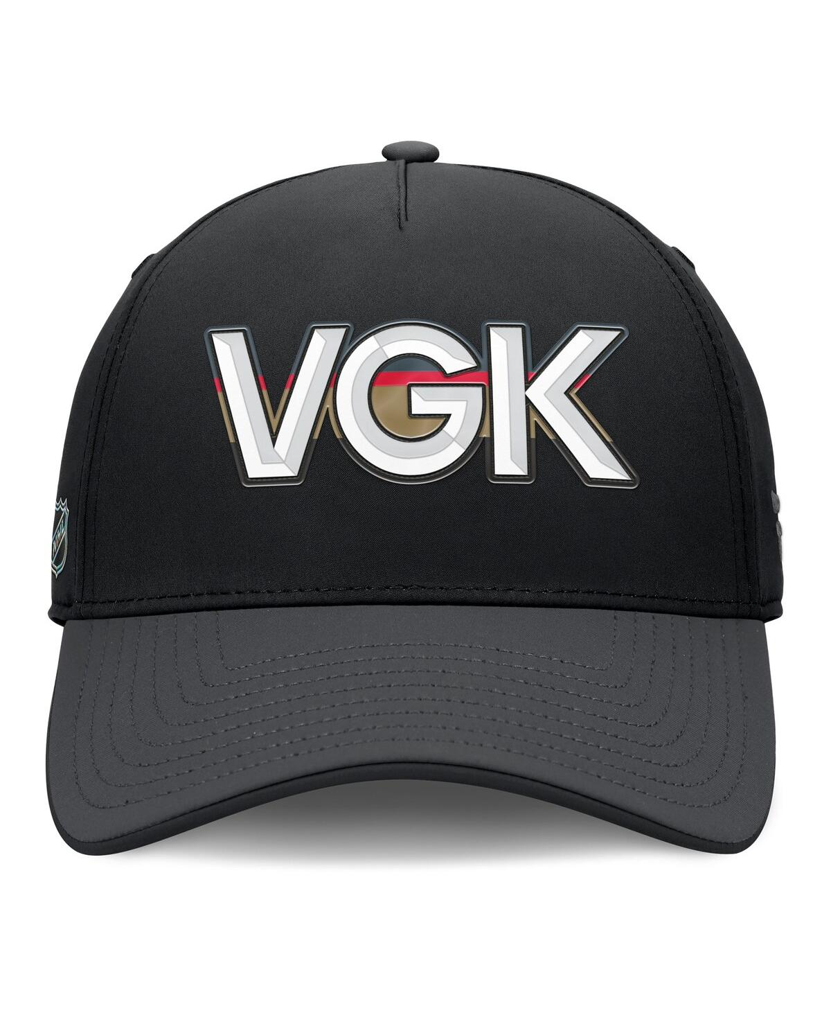 Fanatics Men's Black/charcoal Vegas Golden Knights Authentic Pro Rink Team Code Flex Hat In Black