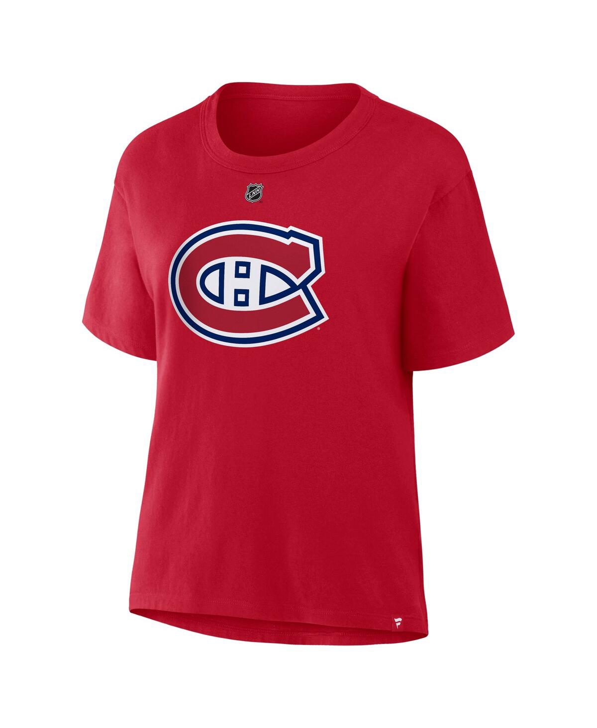 Fanatics Women's Cole Caufield Red Montreal Canadiens Authentic Stack Name Number T-shirt In Red