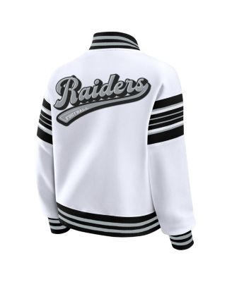 Women's White Las Vegas Raiders Plus Size Full-Snap Fleece Sweatshirt Jacket
