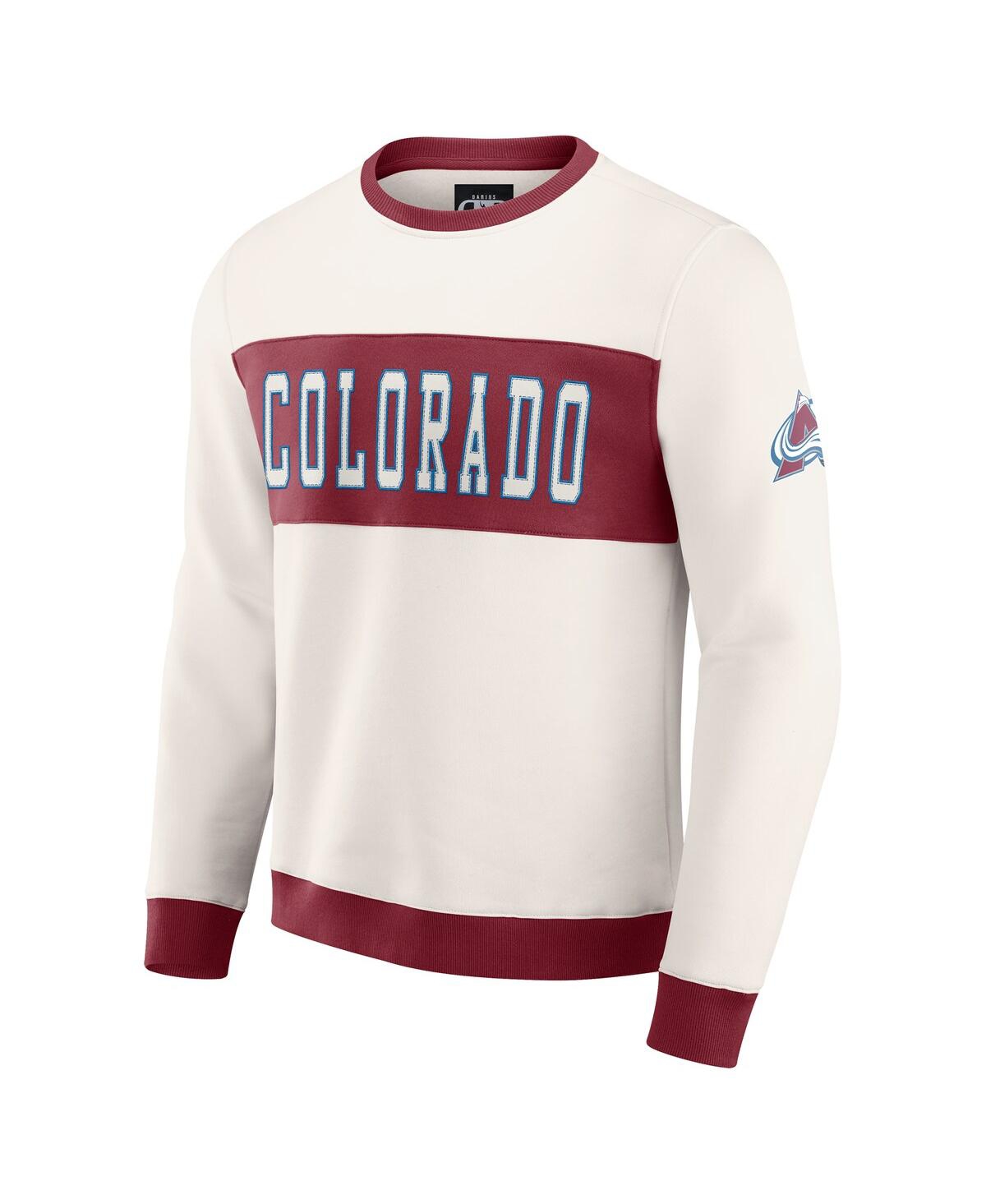 Fanatics Darius Rucker Collection By  Men's Cream Colorado Avalanche Color Block Pullover Sweatshirt In Multi