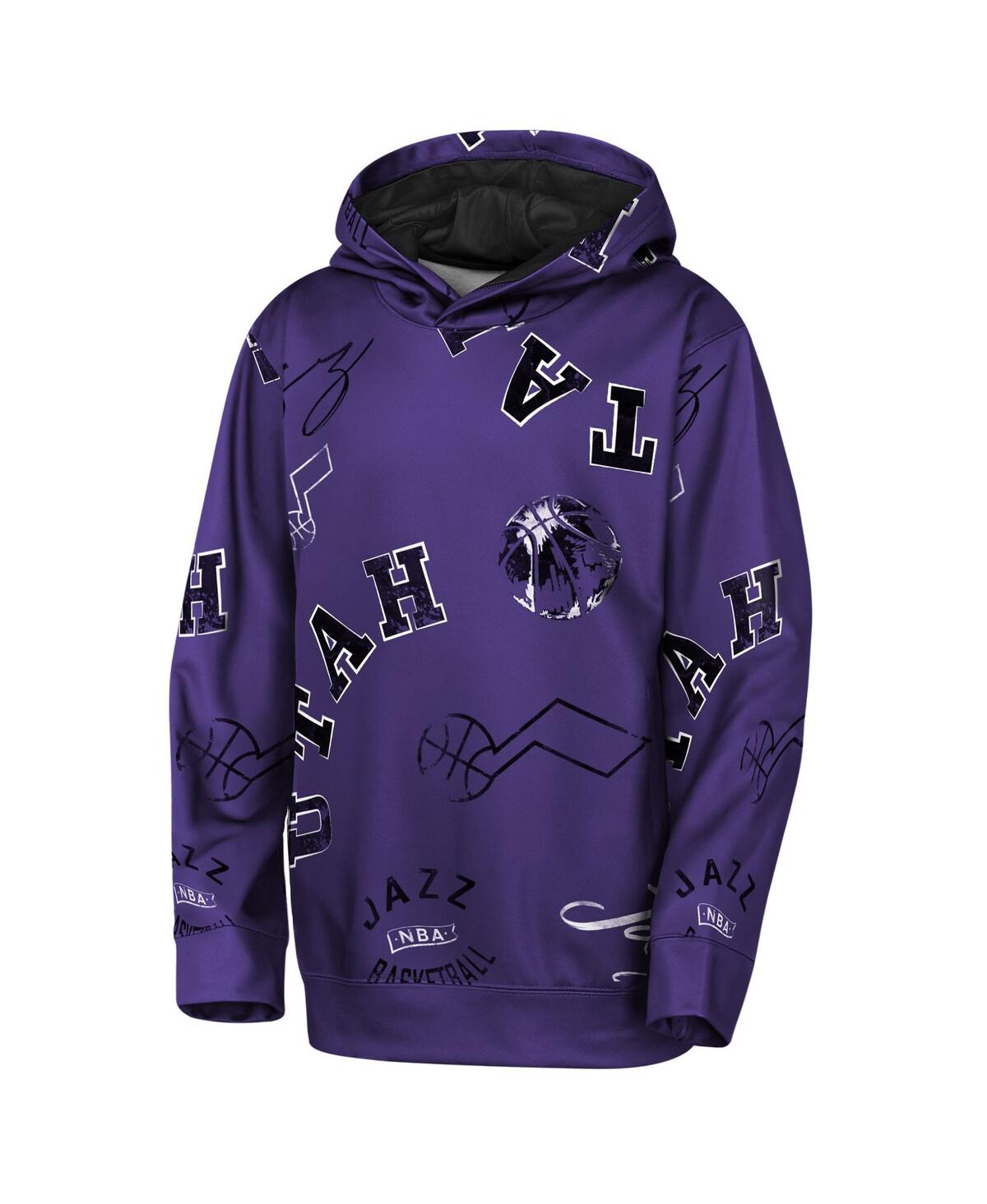 Outerstuff Big Boys And Girls Purple Utah Jazz Moving Violation Hoodie In Blue