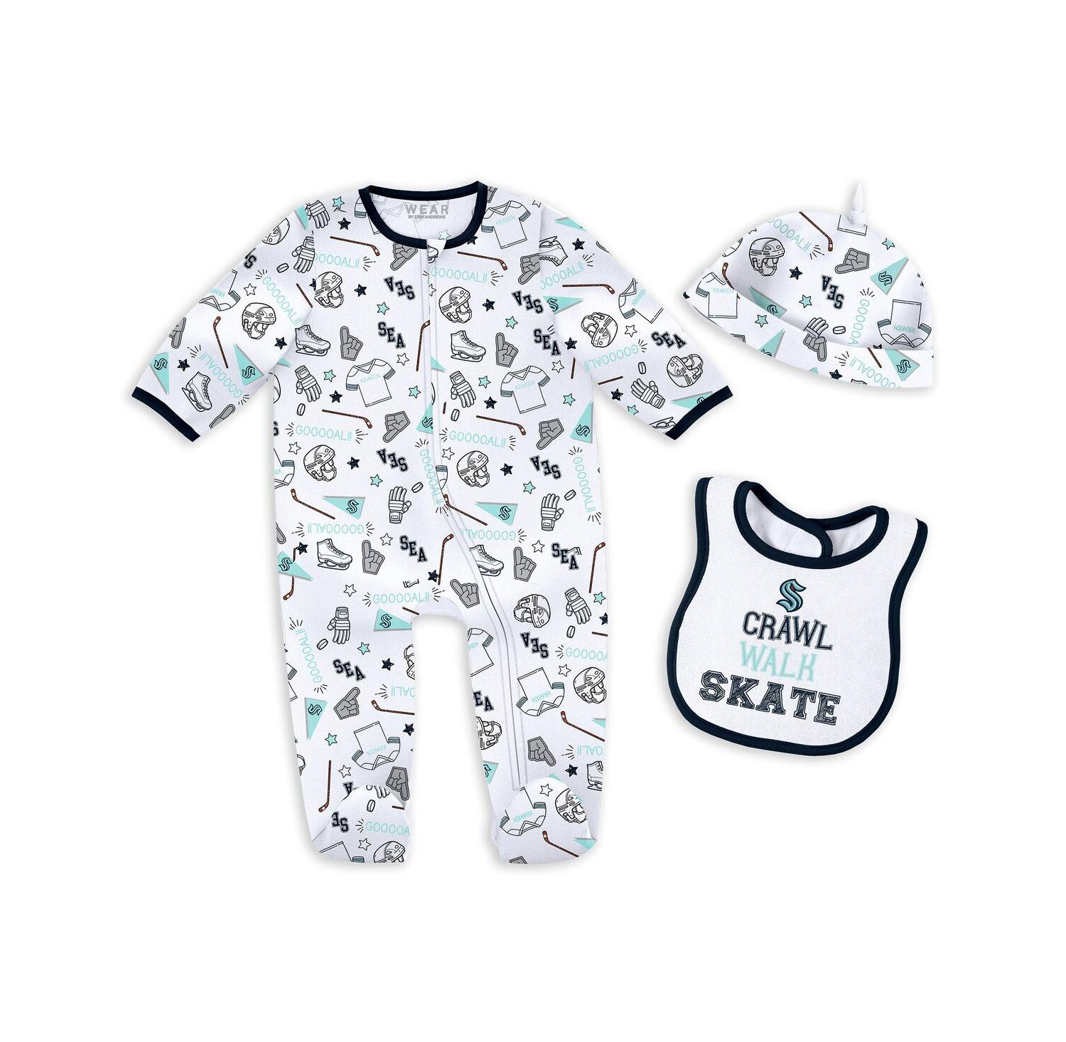 Baby Boys and Girls 2-Piece Seattle Kraken Sleep and Play Sleeper Set with Bib