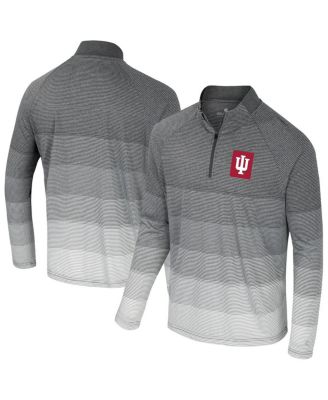 Colosseum - Men's Gray Indiana Hoosiers AI Striped Mesh Quarter-Zip Raglan Windshirt