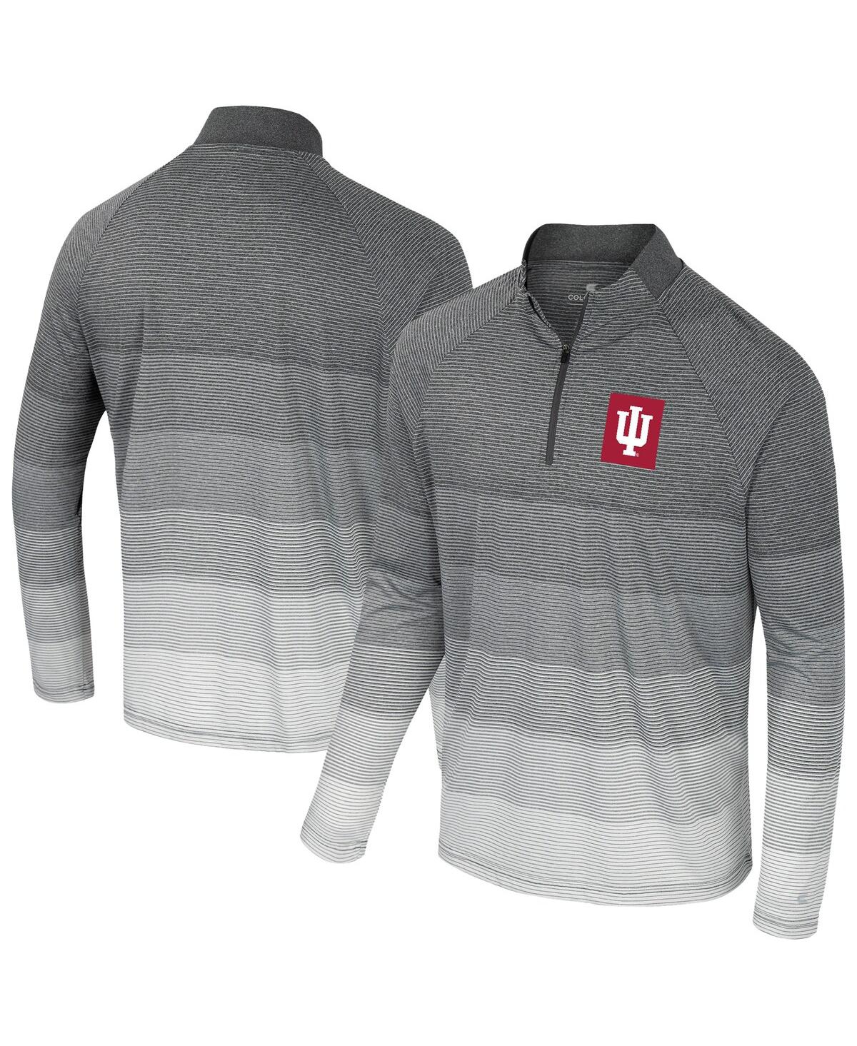 Colosseum Men's Gray Indiana Hoosiers Ai Striped Mesh Quarter-Zip Raglan Windshirt Jacket