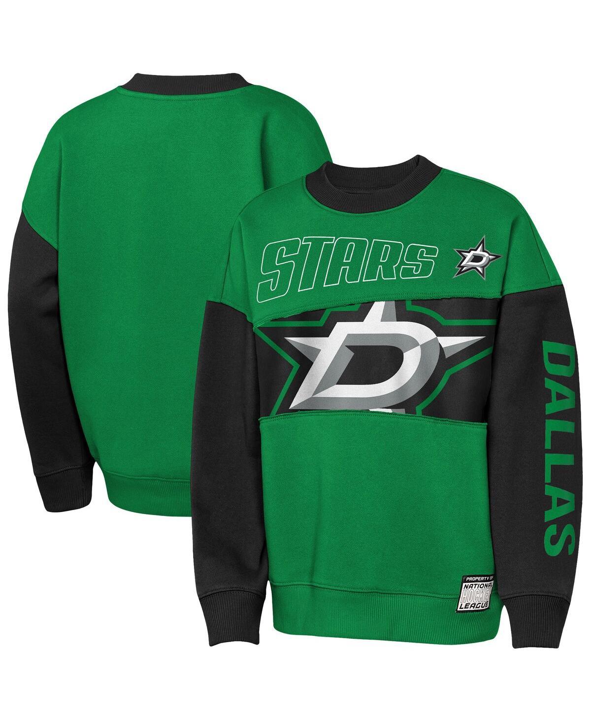 Outerstuff Big Boys And Girls Kelly Green/black Dallas Stars Impact Player Sweatshirt In Green