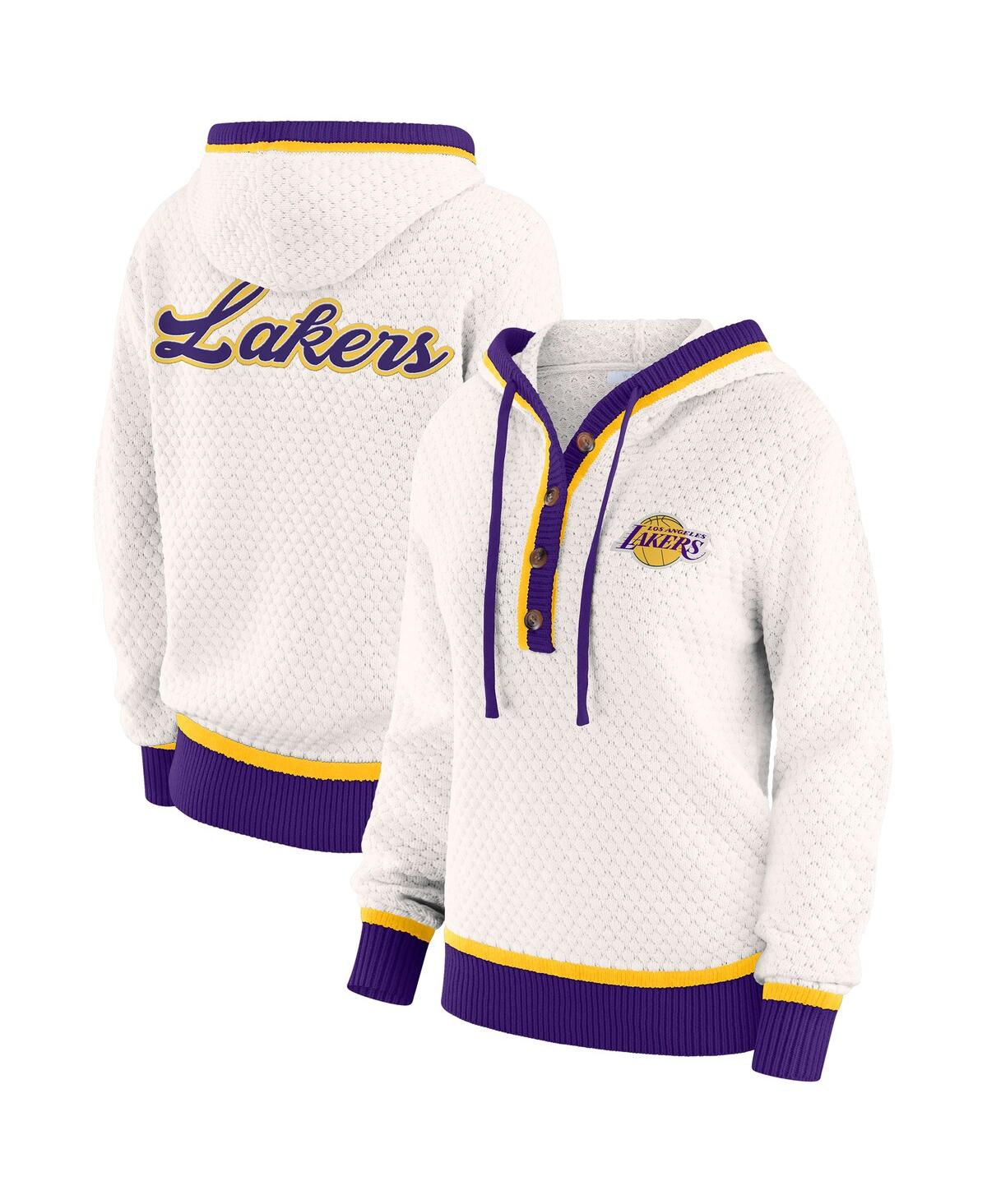Wear By Erin Andrews Women's Cream Los Angeles Lakers Plus Size Hoodie Sweater In White