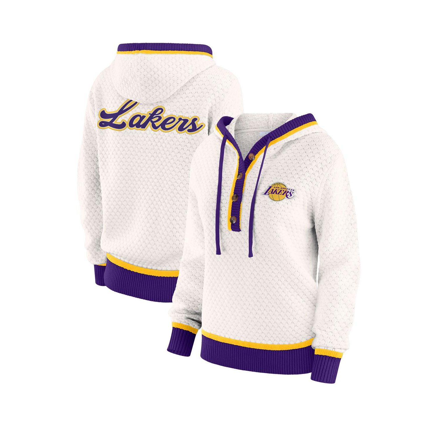 Women's Cream Los Angeles Lakers Plus Size Hoodie Sweater