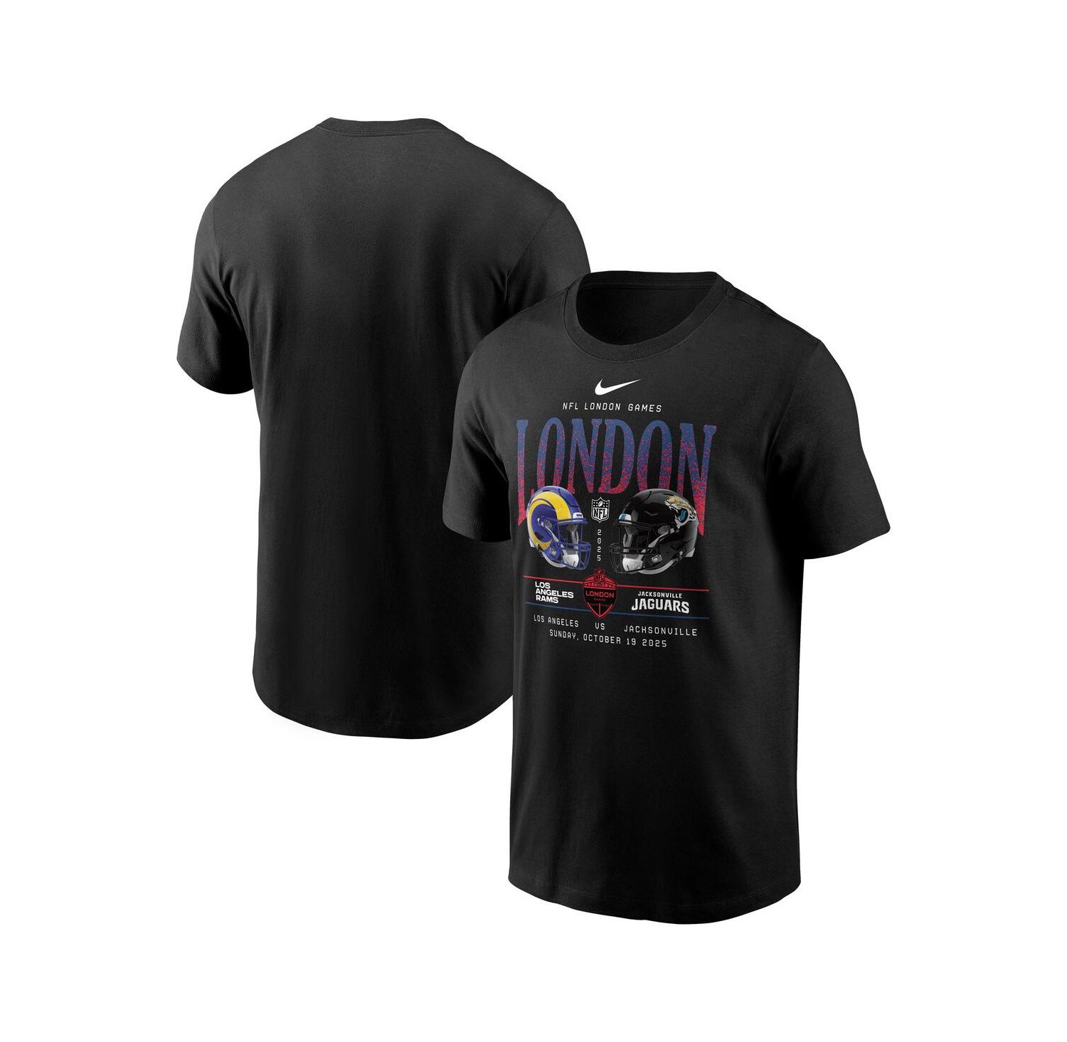 Men's Black Los Angeles Rams vs. Jacksonville Jaguars International Games London 2025 T-Shirt