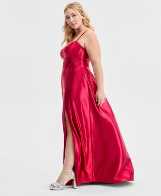 Trendy Plus Size Satin Studded Bustier Gown