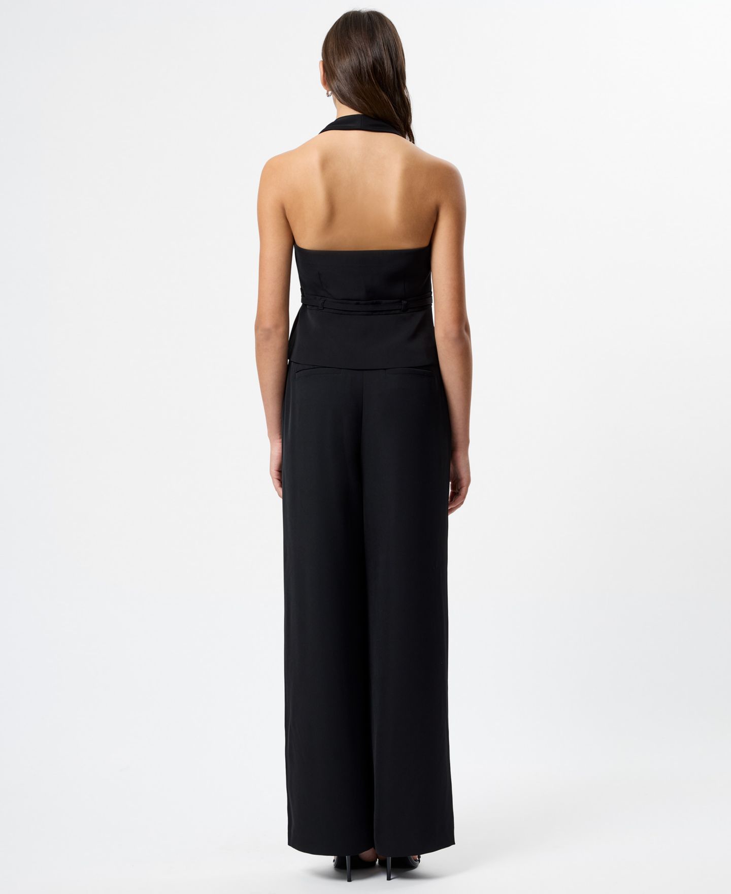Женский топ French Connection Harry Suiting Belted Halter V-Neck, цвет: Чёрный — фото 5