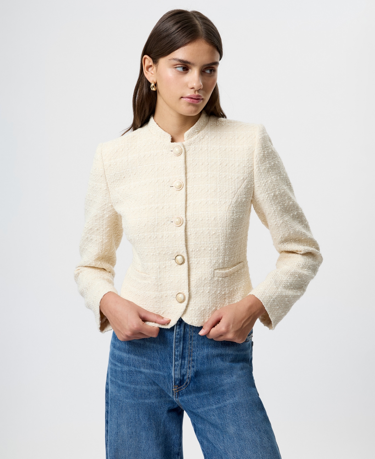 French Connection Women's Structured Tweed Long-Sleeve Jacket
