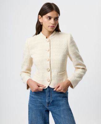 French Connection Women's Structured Tweed Long-Sleeve Jacket - Macy's