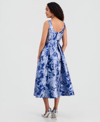Women's Brocade Sleeveless Midi Dress