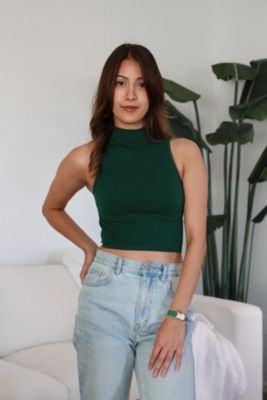 Women's Contour Tank Shape Case Green Watch with Roman Numerals